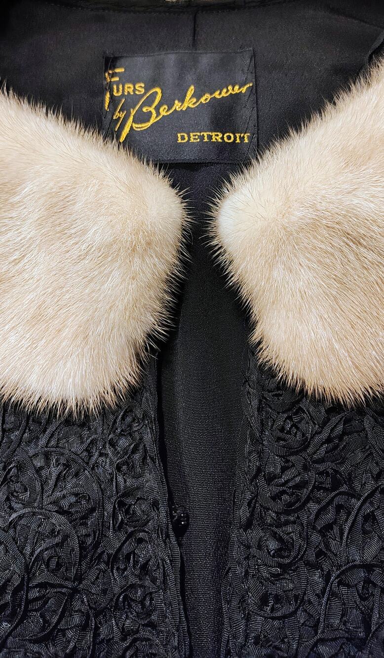 Vintage Mid-Century 1950s Furs by Berkower Detroit Persian Lamb & Mink Jacket